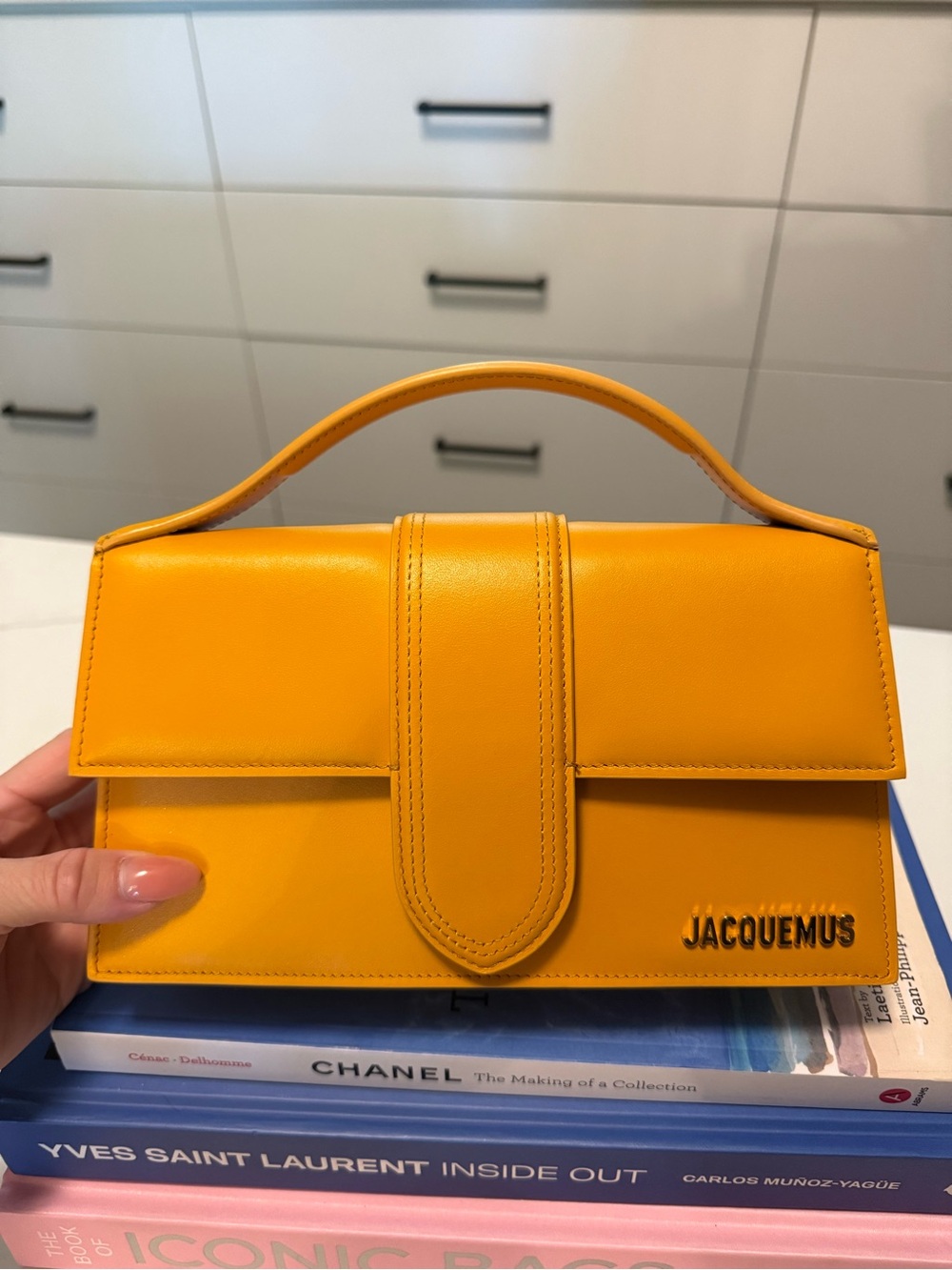 Jacquemus Bright Yellow Mini Leather Top Handle Bag